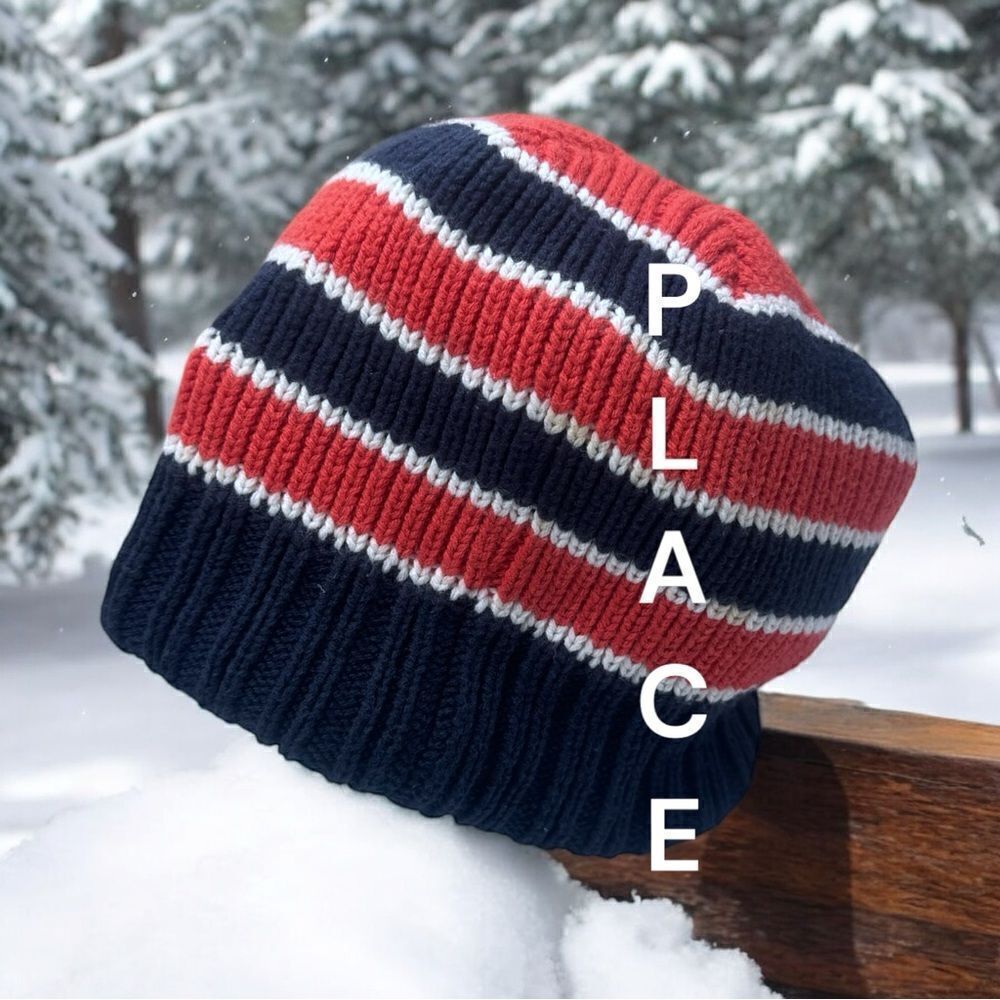 PLACE l Big Kid’s Unisex Beanie, Lined  l Orange, Blue l 10-14 l EUC